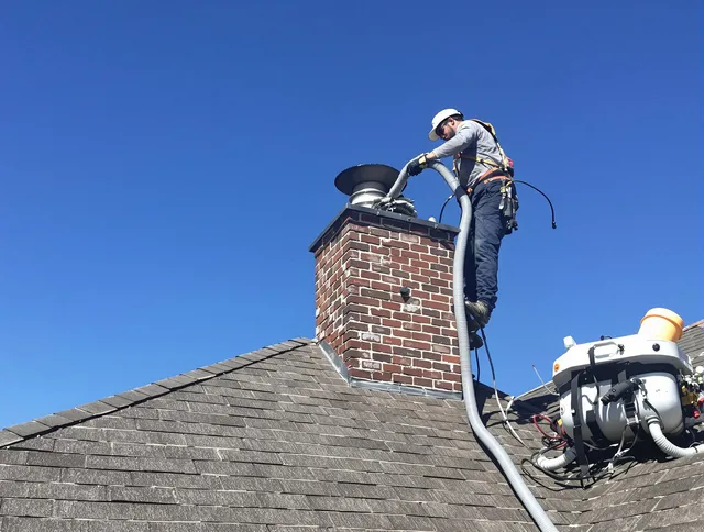 Dedicated Town 'n' Country Chimney Sweep team member cleaning a chimney in Town 'n' Country, FL