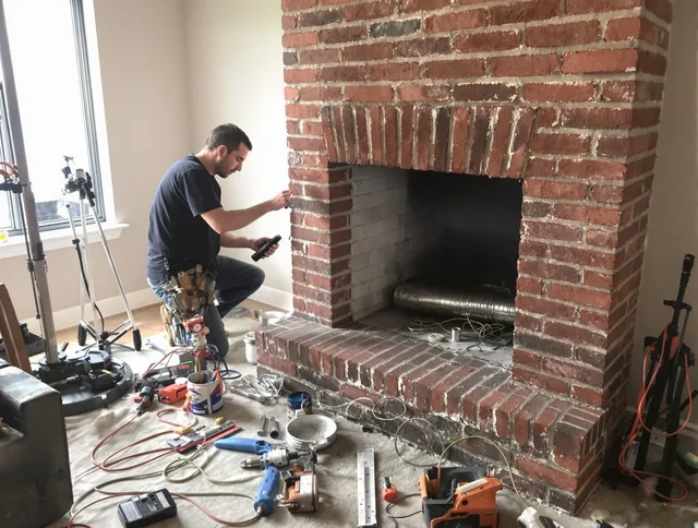 Town 'n' Country Chimney Sweep specialist finalizing chimney liner service in Town 'n' Country, FL