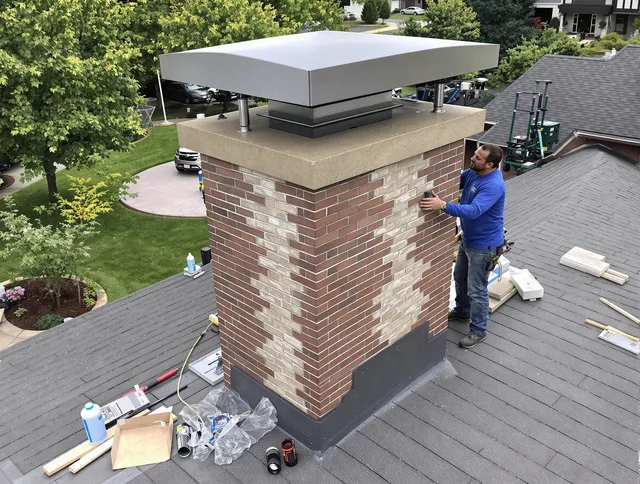 Town 'n' Country Chimney Sweep team working on a custom chimney remodel in Town 'n' Country, FL
