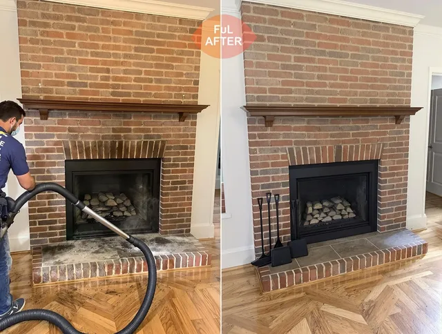 Town 'n' Country Chimney Sweep carefully sanitizing a fireplace in Town 'n' Country, FL